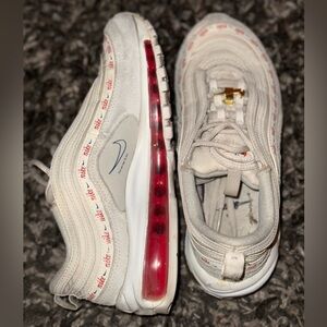 Nike White and Red Air Max 97 Sneakers